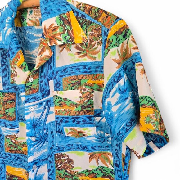 Waikiki Holiday Vintage Hawaiian Shirt Multicolor Tropical Print Short Sleeve - Picture 4 of 8
